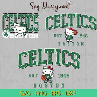 Hello Kitty Boston Celtics Bundle SVG, Hello Kitty Basketball SVG, Boston Celtics SVG