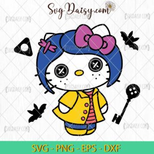 Hello Kitty Coraline SVG, Hello Kitty Halloween SVG, Sanrio Halloween SVG, Kawaii SVG