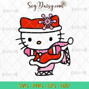 Hello Kitty Ice Skating SVG, Hello Kitty Christmas SVG, Merry Christmas SVG