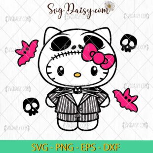 Jack Skellington Hello Kitty SVG, Hello Kitty Halloween SVG, Halloween SVG