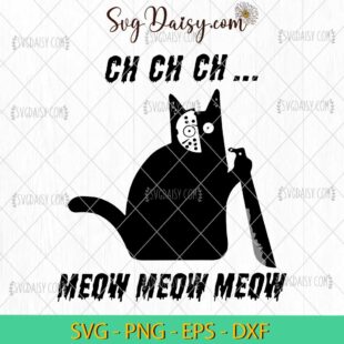 Jason Cat Meow Meow Meow Funny Halloween SVG, Cat Halloween SVG, Cat Jason SVG