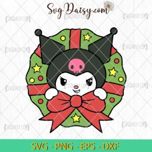 Kuromi Wreath Christmas SVG, Sanrio Christmas SVG, Merry Christmas SVG