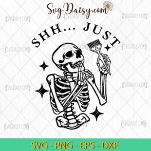 SHHH... Just One More Foil Vintage SVG, Skeleton Halloween SVG, Funny Halloween SVG