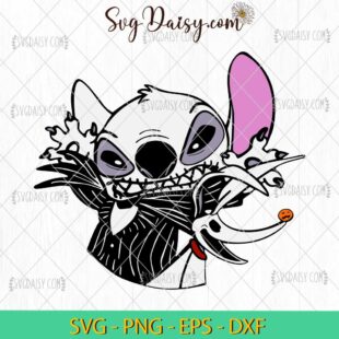 Stitch As Jack With Zero UnGlitched Halloween SVG, Stitch Halloween SVG, Halloween SVG