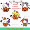 Hello Kitty Pumpkin Halloween SVG Bundle, Sanrio Pumpkin SVG, Hello Kitty Halloween SVG PNG EPS DXF