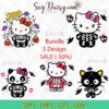 Hello Kitty Skeleton SVG Bundle, Chococat Skeleton SVG, Kawaii Halloween SVG PNG DXF EPS