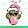 Pink Christmas Grinch Blowing Bubble Heart Sunglasses SVG, Grinch Christmas SVG PNG EPS DXF