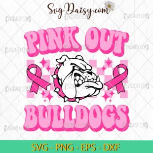 Pink Out Bulldogs SVG, Pink Out Football SVG, Breast Cancer Awareness SVG PNG EPS DXF